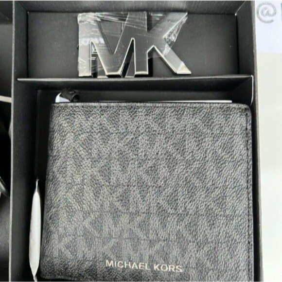 Michael Kors mens belt & wallet set MK signature black - Picture 5 of 8